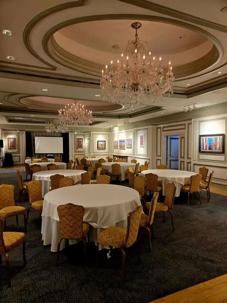 Elegant ballroom set for a grand event at Pineforgecreative